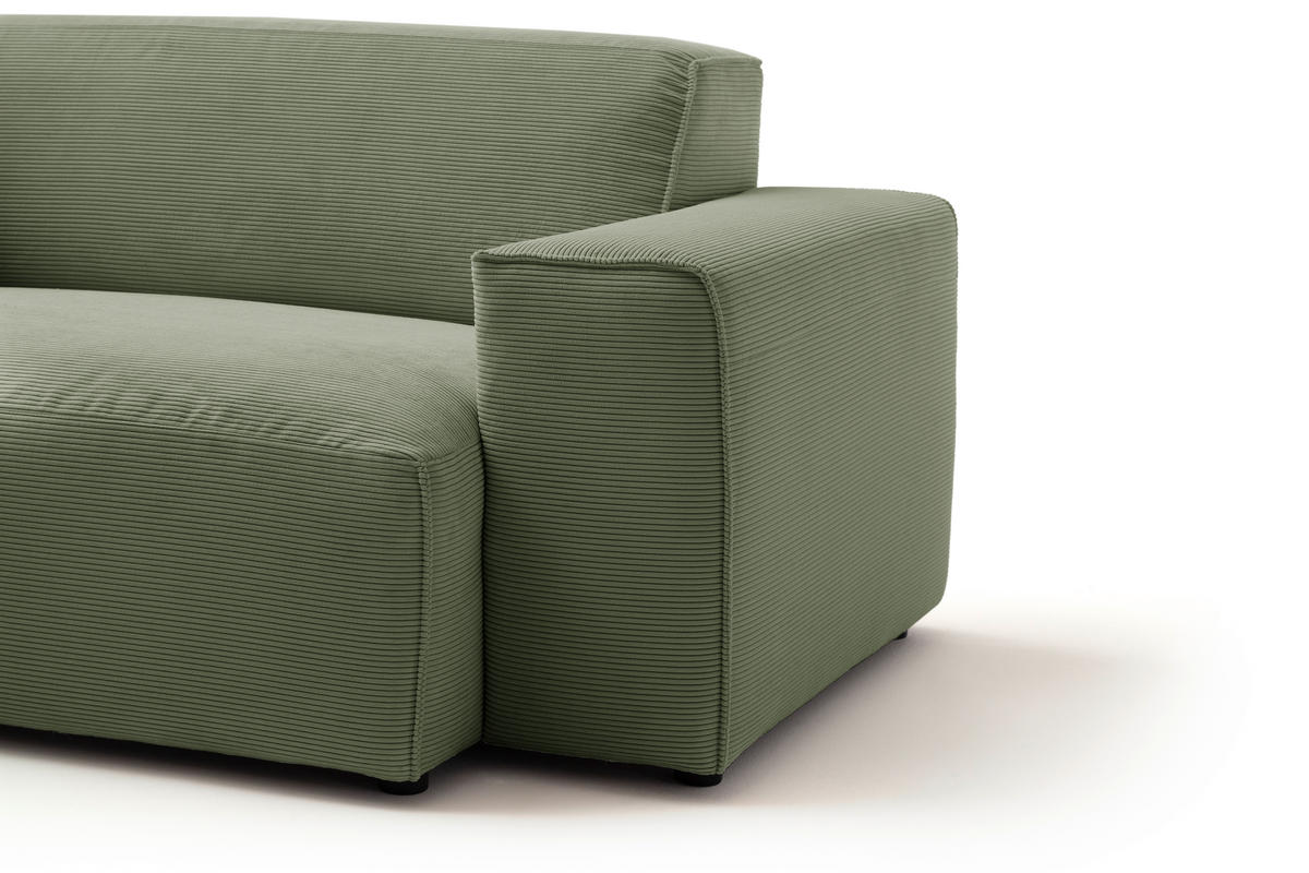ECKSOFA in Cord Olivgrün  - Schwarz/Olivgrün, Design, Kunststoff/Textil (189/230cm) - Pure Home Lifestyle