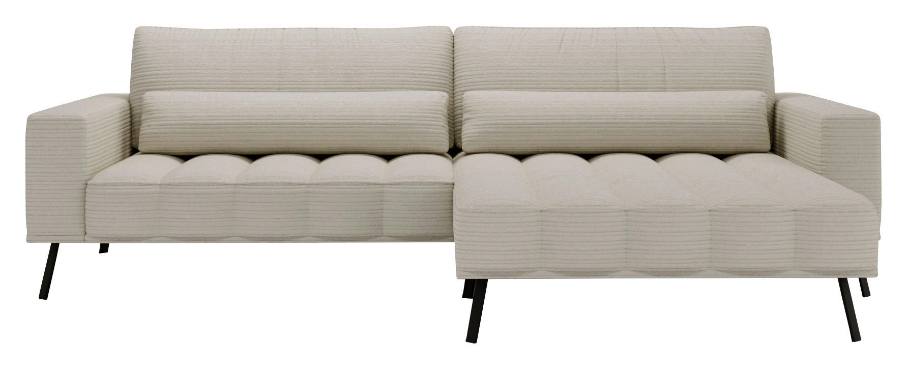 ECKSOFA Naturfarben Cord  - Schwarz/Naturfarben, Design, Textil/Metall (291/204cm) - Lomoco