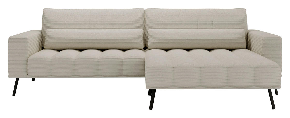 ECKSOFA in Cord Naturfarben  291/204 cm  - Schwarz/Naturfarben, Design, Textil/Metall (291/204cm) - Lomoco