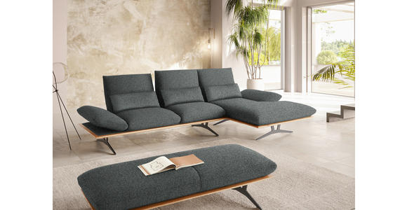 ECKSOFA in Flachgewebe Grau 314/159 cm - Schwarz/Grau, Design, Holz/Textil (314/159cm) - Dieter Knoll