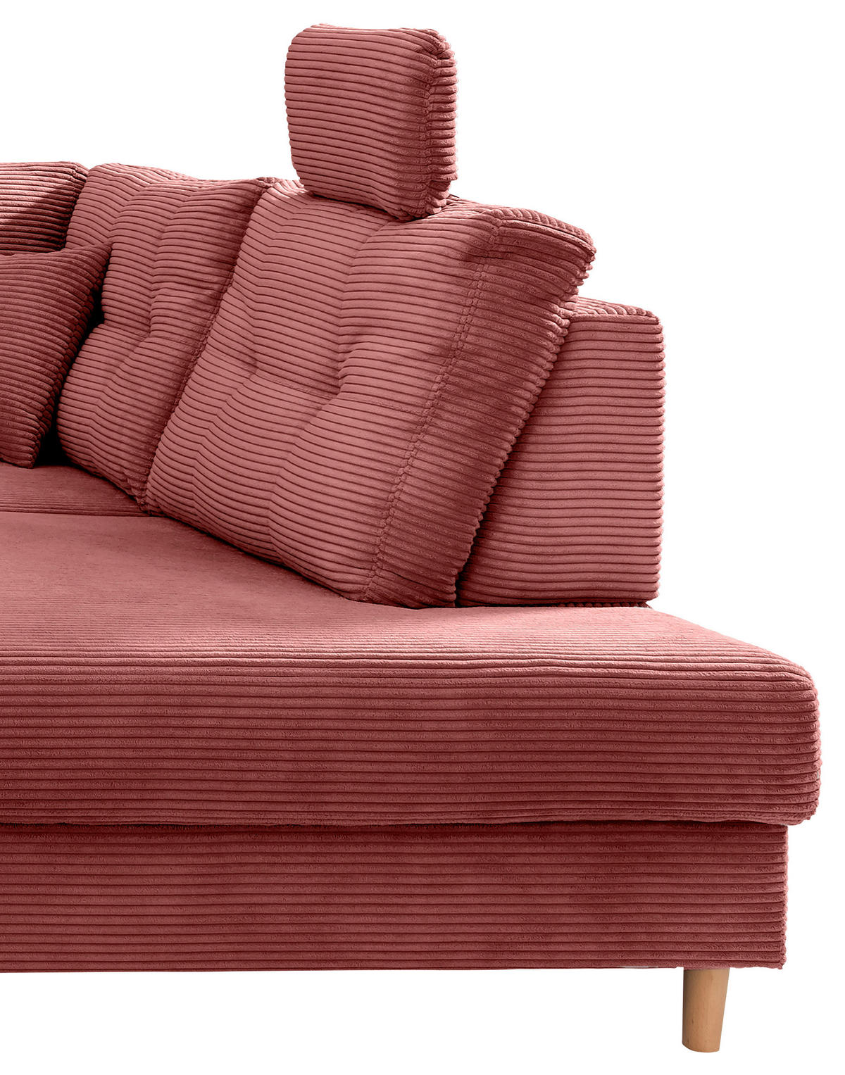 WOHNLANDSCHAFT in Cord Koralle  - Koralle/Naturfarben, Modern, Holz/Textil (176/338-352/206cm) - Livetastic