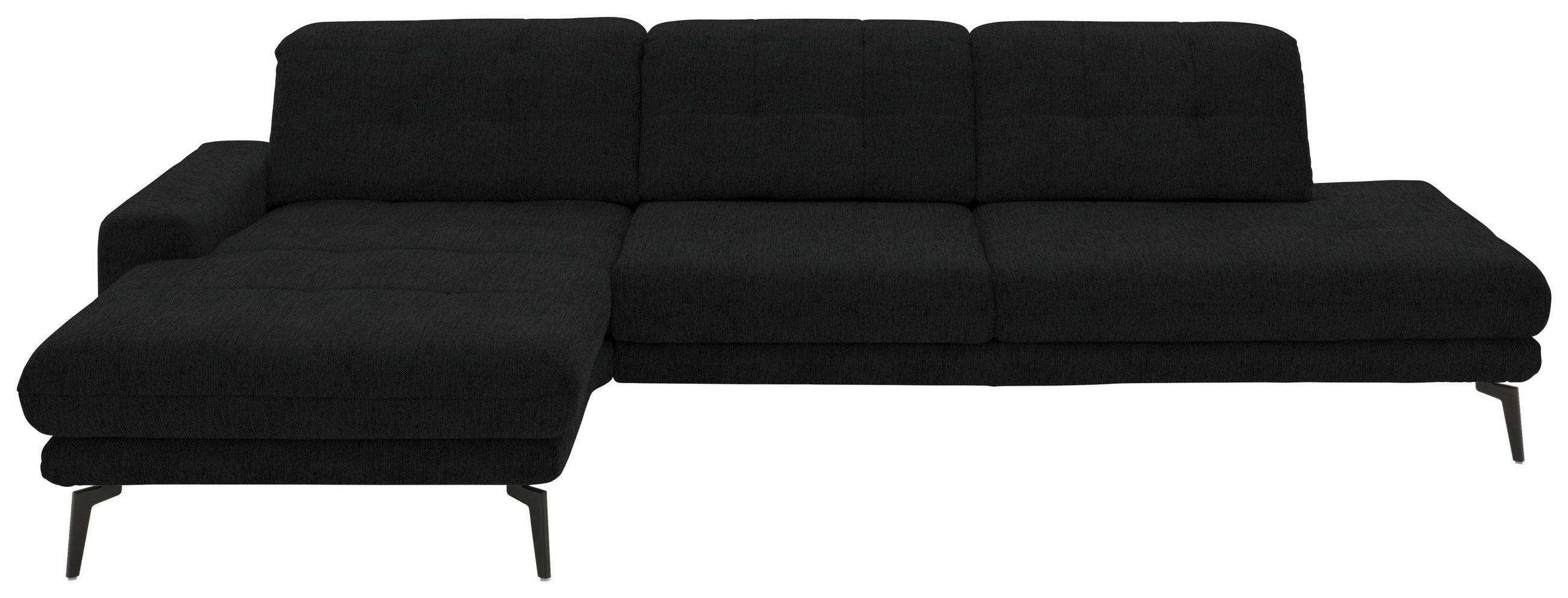 ECKSOFA in Flachgewebe Schwarz  190/309 cm  - Schwarz, Design, Textil/Metall (190/309cm) - Beldomo Style