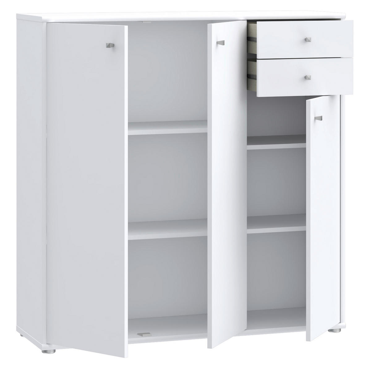 KOMMODE 108,8/111,1/34,8 cm  in Weiss  - Weiss/Alufarben, Design, Holzwerkstoff (108,8/111,1/34,8cm)