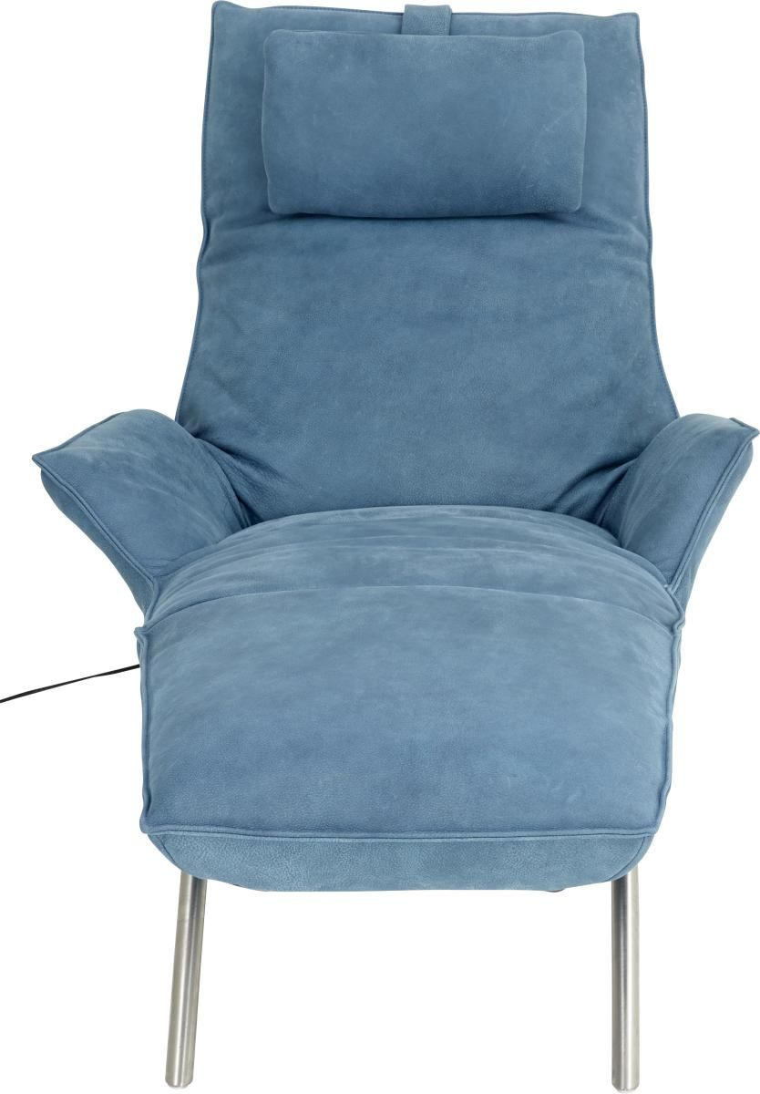 RELAXLIEGE Echtleder Türkis  - Türkis/Edelstahlfarben, Design, Leder/Metall (78/47/152cm) - Koinor