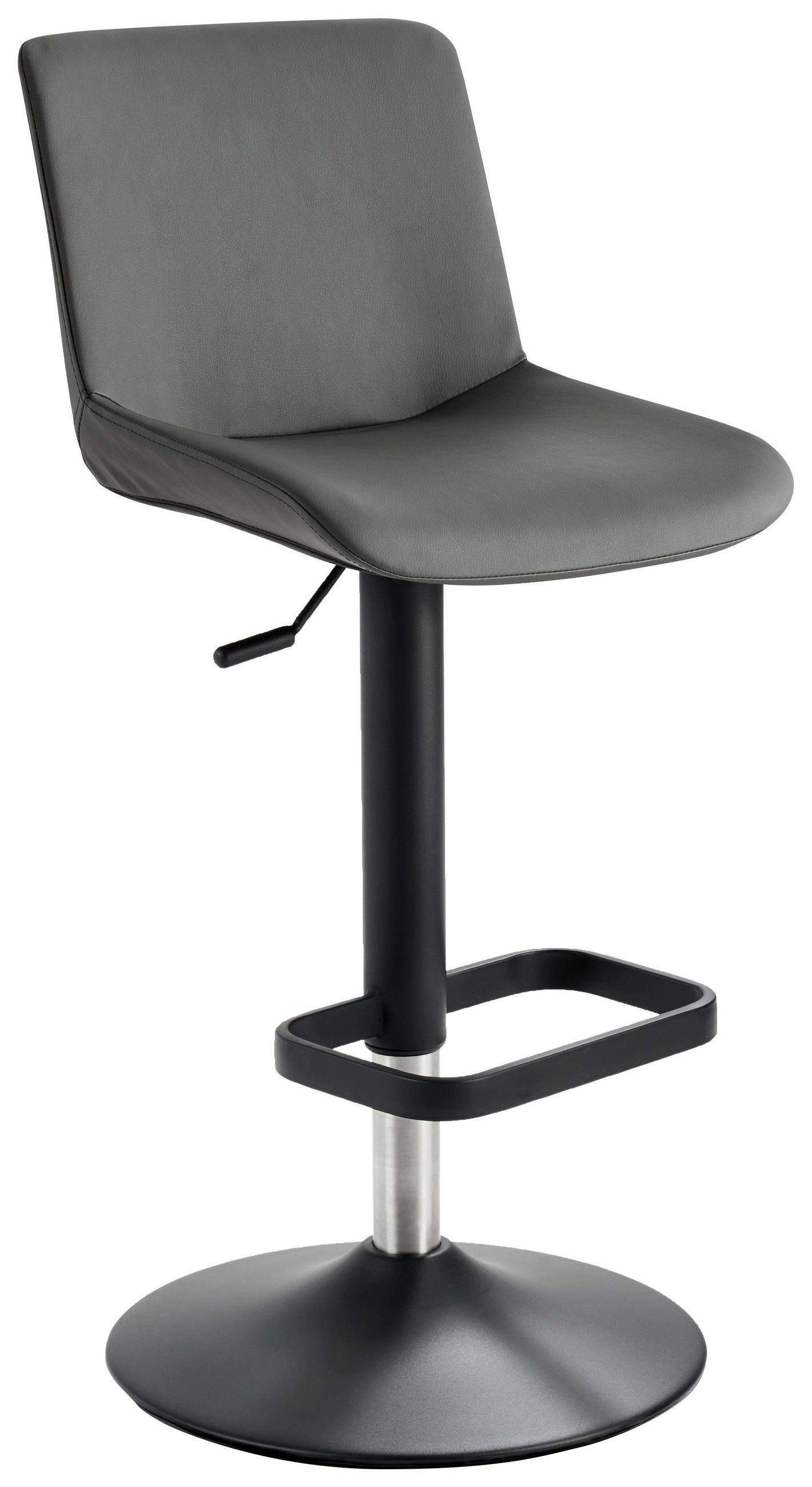 Barhocker in Metall, Leder Anthrazit, Schwarz