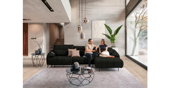 ECKSOFA in Echtleder Schwarz 313/165 cm - Schwarz, Design, Leder/Metall (313/165cm) - Emilio Belluti
