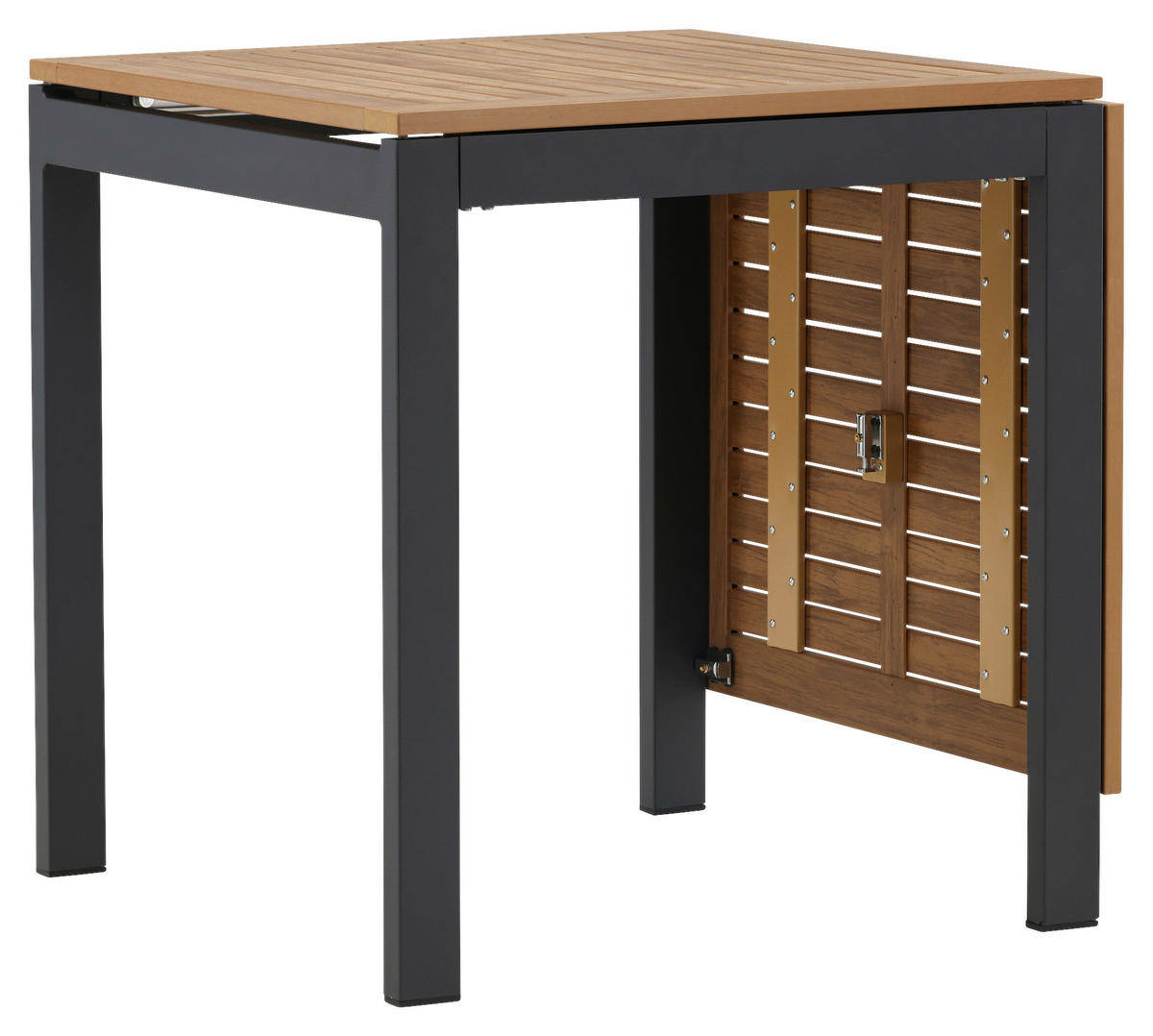 BALKONTISCH Holz, Metall Braun, Schwarz  - Schwarz/Braun, KONVENTIONELL, Holz/Metall (70/70/75cm) - Gardenson
