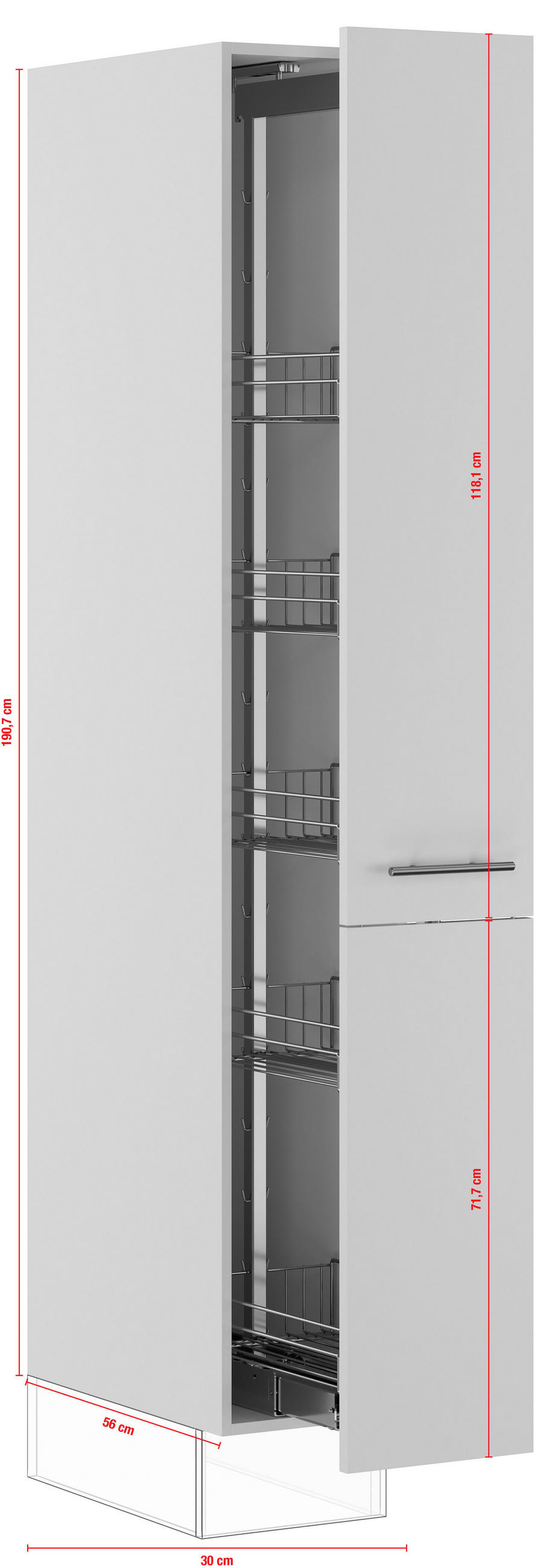 APOTHEKERSCHRANK 30/206,2/57,6 cm  in Weiß  - Edelstahlfarben/Weiß, Basics, Holzwerkstoff/Metall (30/206,2/57,6cm) - Impuls