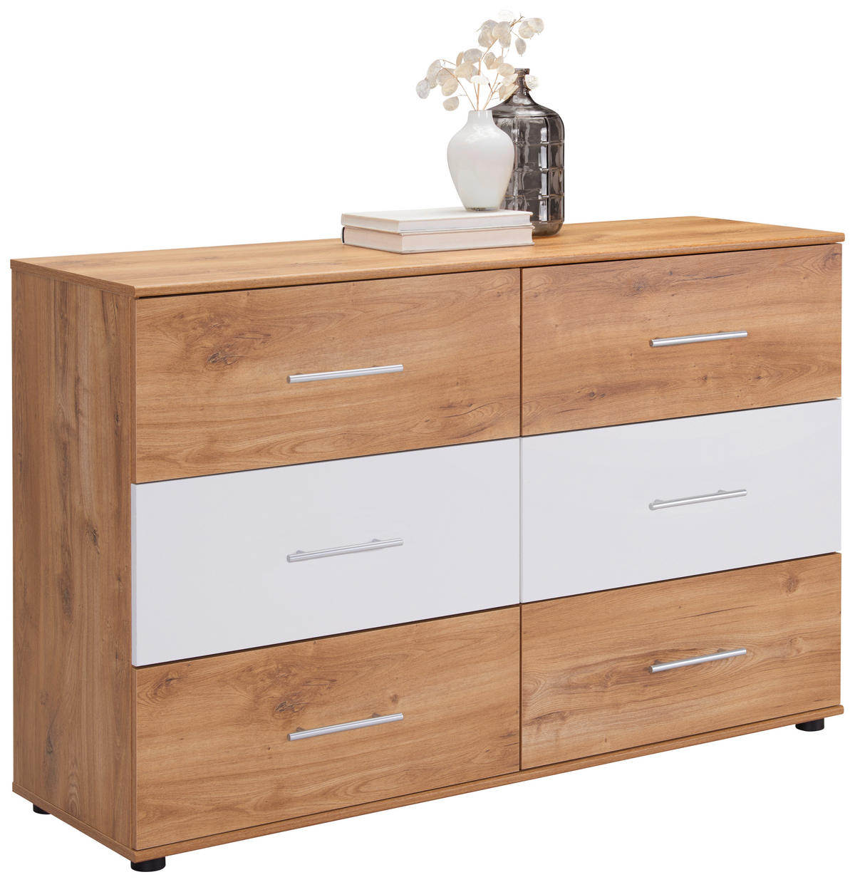 KOMMODE  in 130/83/41 cm  - Eichefarben/Alufarben, Design, Holzwerkstoff/Kunststoff (130/83/41cm) - Carryhome