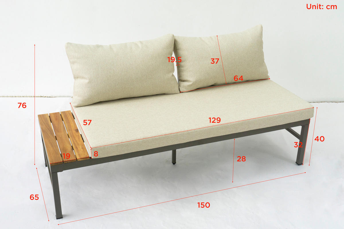 LOUNGEGARNITUR  - Beige/Akaziefarben, Modern, Holz/Textil (216/150cm) - Ambia Garden