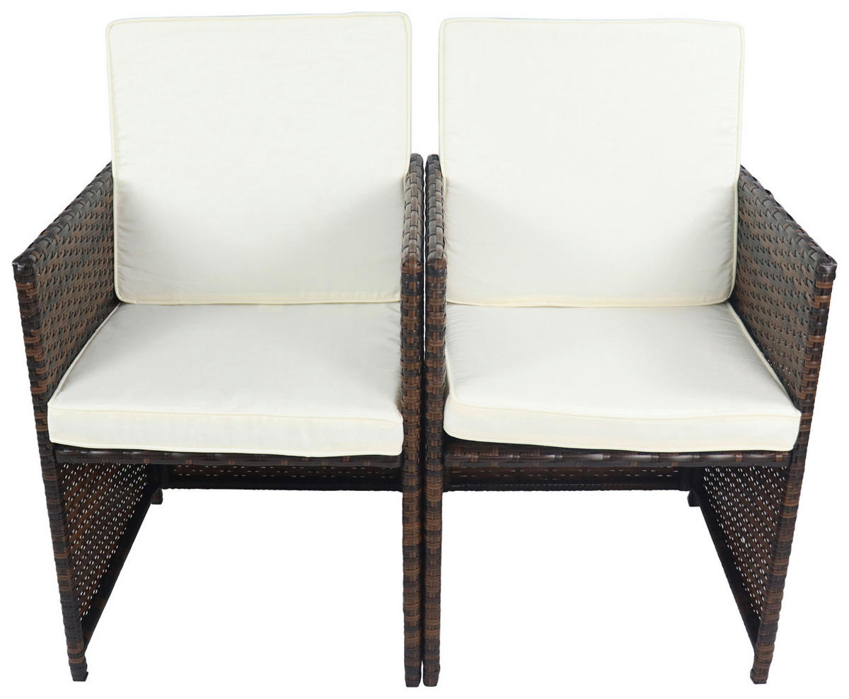 GARTENSESSEL-SET Stahl Braun  - Braun/Weiß, MODERN, Kunststoff/Textil (53/84/53cm) - Ambia Garden