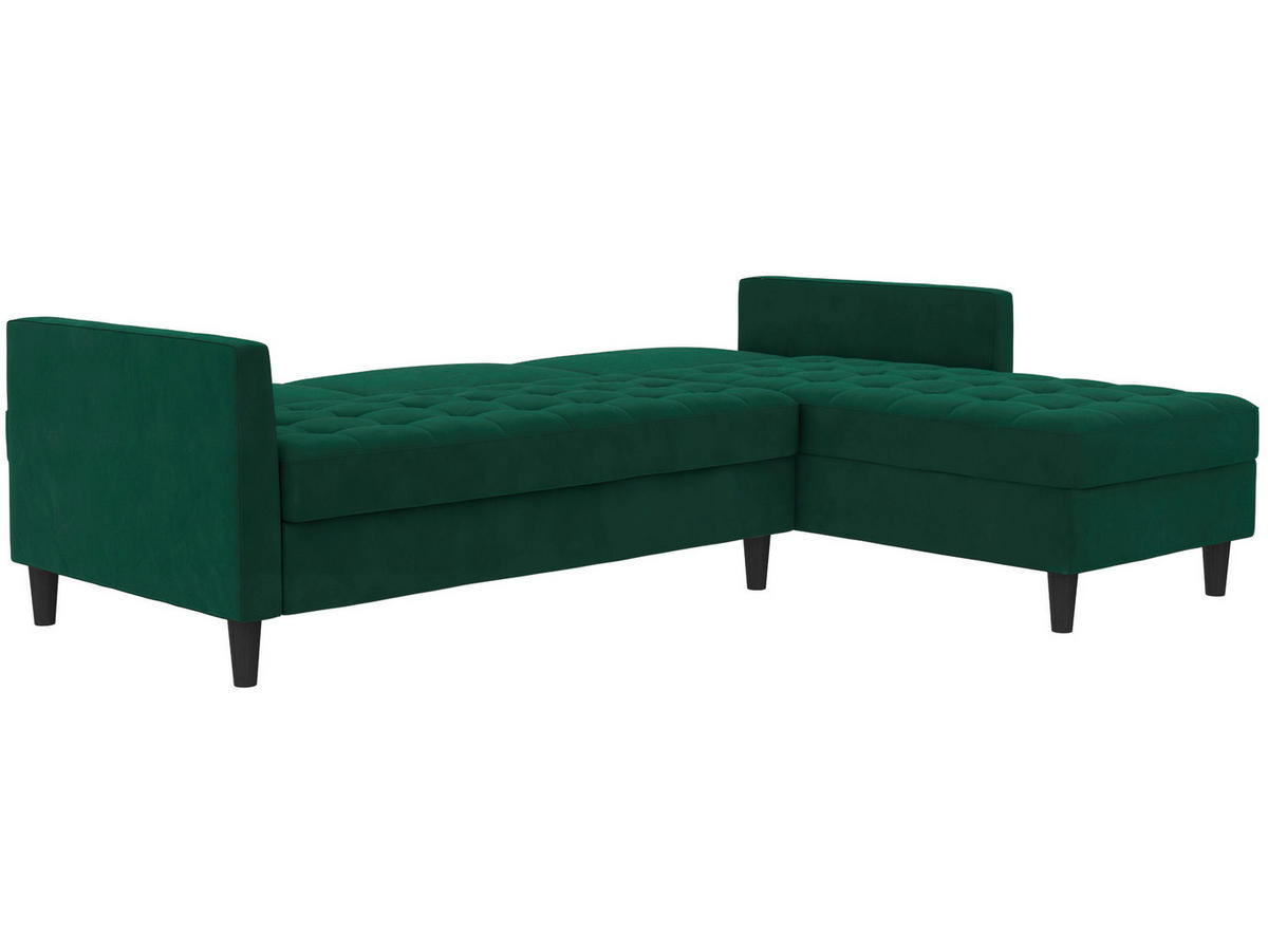 ECKSOFA PALERMO in Velours Dunkelgrün  - Dunkelgrün/Schwarz, Basics, Kunststoff/Textil (213/154cm) - Livetastic