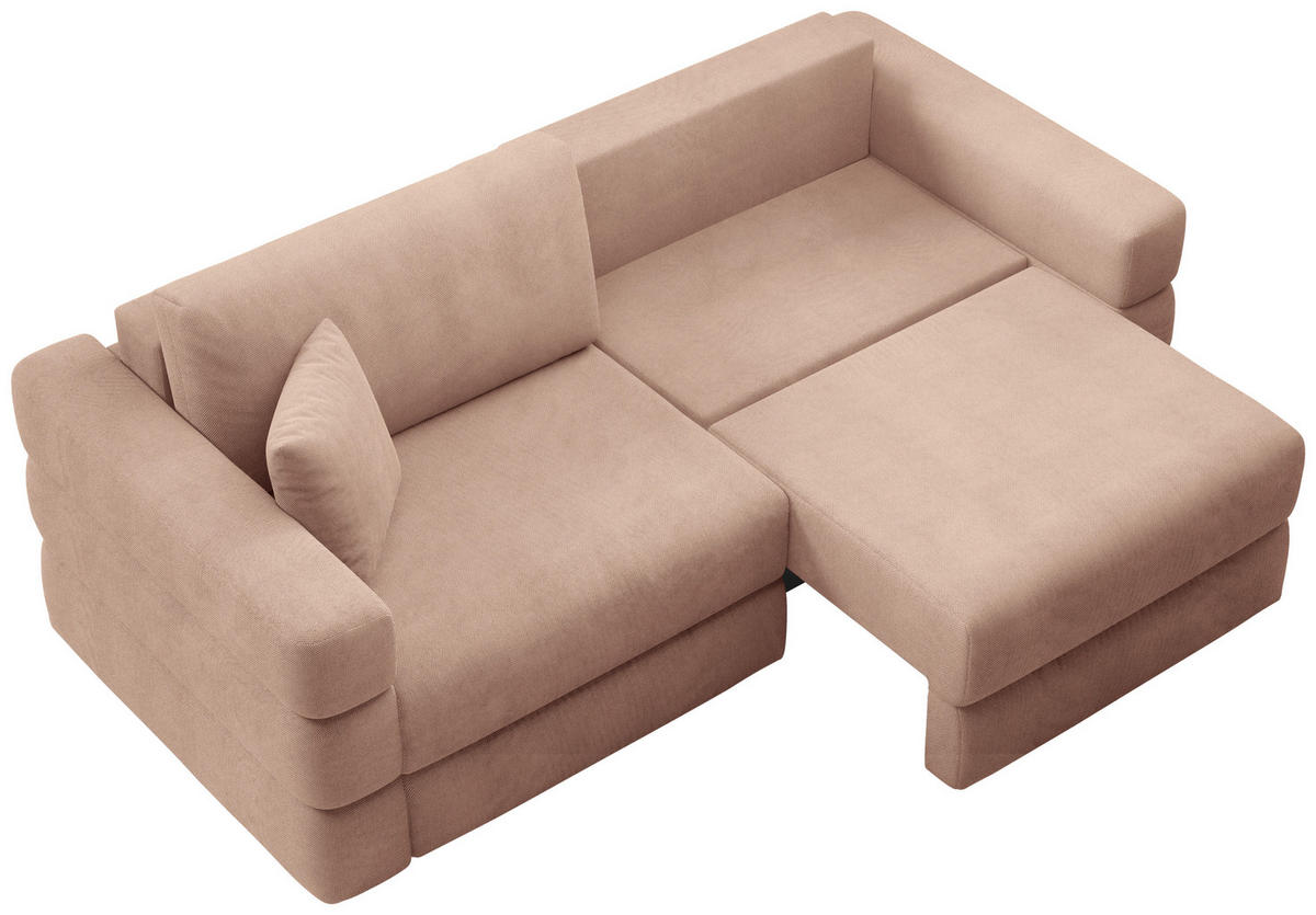 SCHLAFSOFA TERAZZO in Webstoff Rosa  - Schwarz/Rosa, Design, Kunststoff/Textil (254/93/167cm) - Livetastic