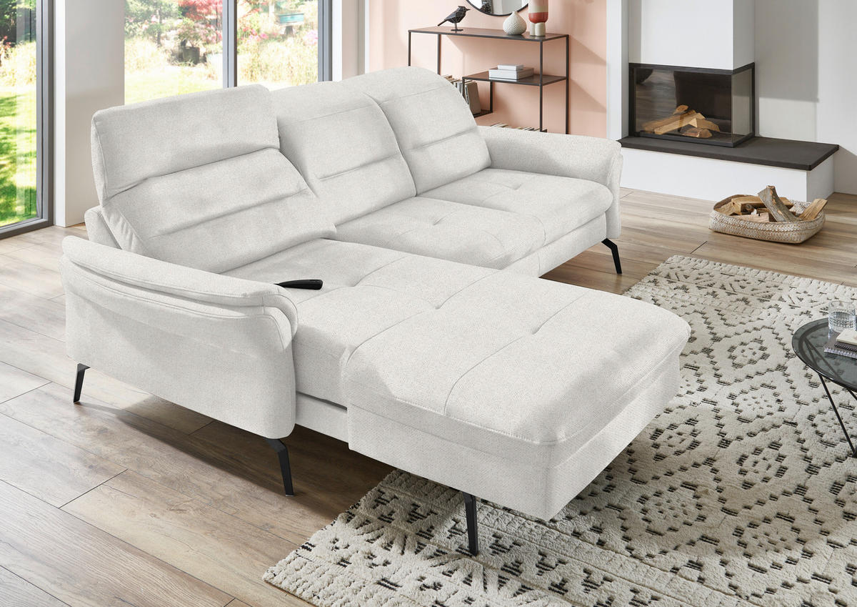 ECKSOFA in Flachgewebe Weiss  - Weiss/Schwarz, Konventionell, Textil/Metall (181/260cm) - Beldomo Speed