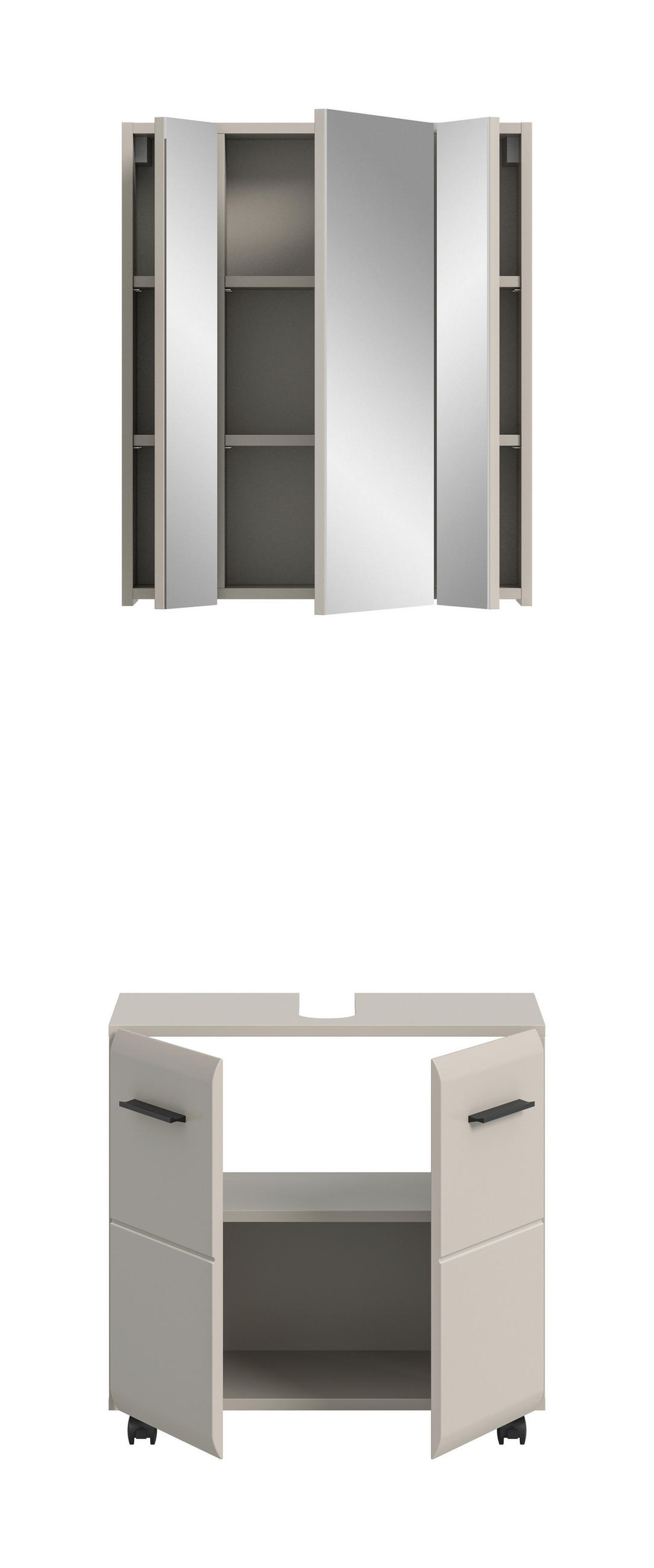 BADEZIMMER 2-teilig  in 60 cm  - Kaschmir/Schwarz, Trend, Glas/Holzwerkstoff (60cm) - MID.YOU