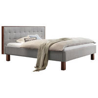 POLSTERBETT 140/200 cm,  in Grau, Nussbaumfarben, gepolstertes Kopfteil,  - Nussbaumfarben/Grau, KONVENTIONELL, Holz/Textil (140/200cm) - Hasena