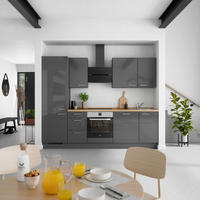 KÜCHENLEERBLOCK Flash 270 cm  in Eichefarben, Schieferfarben  - Schieferfarben/Edelstahlfarben, MODERN, Holzwerkstoff/Metall (270cm) - Nobilia