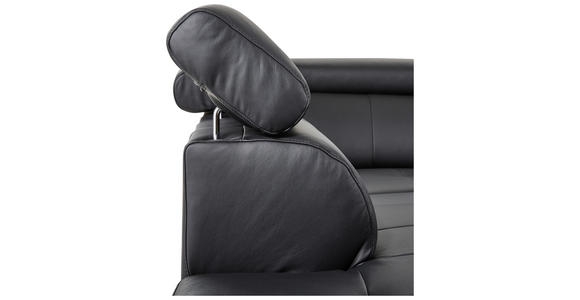 ECKSOFA in Echtleder Schwarz  - Chromfarben/Schwarz, Design, Leder/Metall (213/262cm) - Hom`in