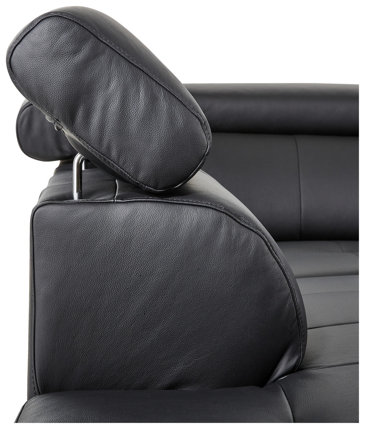 Freisteller von Hom`in ECKSOFA Schwarz Echtleder.