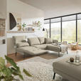 ECKSOFA  in Flachgewebe Beige Armteilverstellung, Relaxfunktion, Drehsitzfunktion  255-365/175-224 cm  - Beige/Schwarz, Design, Textil/Metall (255-365/175-224cm) - Dieter Knoll