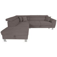 ECKSOFA in Cord Anthrazit  - Anthrazit/Silberfarben, Design, Textil/Metall (226/257cm) - Xora