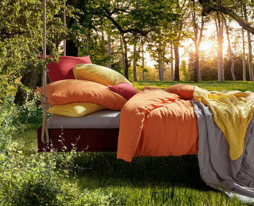 BETTWÄSCHE Provence Leinenoptik 240/220 cm  - Rot, Basics, Textil (240/220cm) - Fleuresse