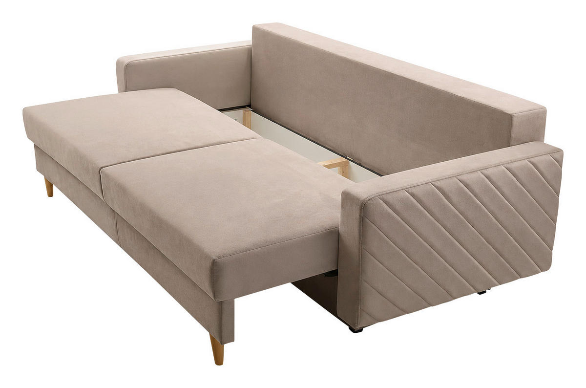 SCHLAFSOFA Hellbraun  - Hellbraun/Schwarz, Design, Holz/Kunststoff (230/96/97cm) - MID.YOU
