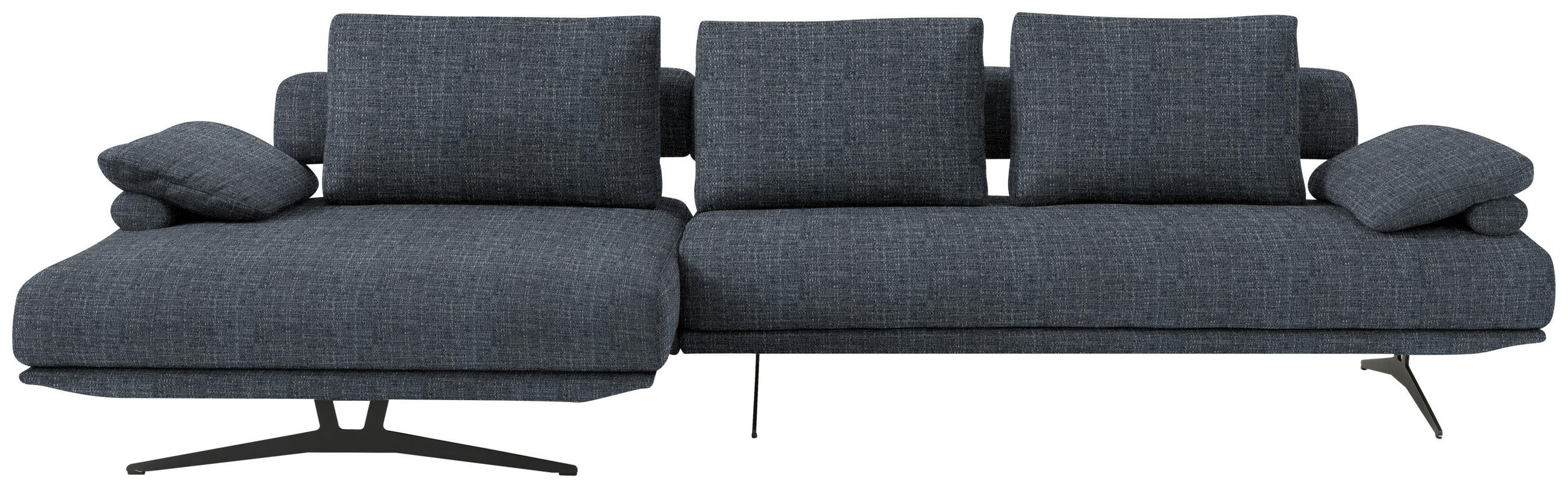 ECKSOFA in Chenille Dunkelblau  - Schwarz/Dunkelblau, Design, Textil/Metall (168/334cm) - Dieter Knoll