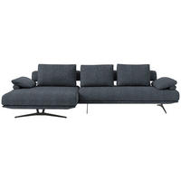 ECKSOFA in Chenille Dunkelblau  168/334 cm  - Schwarz/Dunkelblau, Design, Textil/Metall (168/334cm) - Dieter Knoll