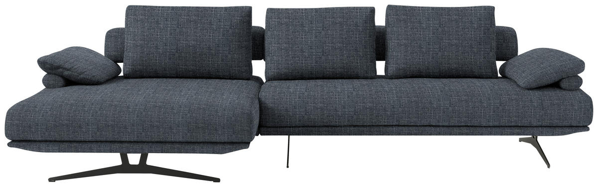 ECKSOFA in Chenille Dunkelblau  168/334 cm  - Schwarz/Dunkelblau, Design, Textil/Metall (168/334cm) - Dieter Knoll