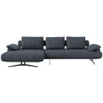 ECKSOFA in Chenille Dunkelblau  - Schwarz/Dunkelblau, Design, Textil/Metall (168/334cm) - Dieter Knoll