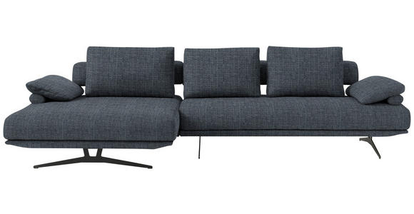 ECKSOFA in Chenille Dunkelblau  - Schwarz/Dunkelblau, Design, Textil/Metall (168/334cm) - Dieter Knoll