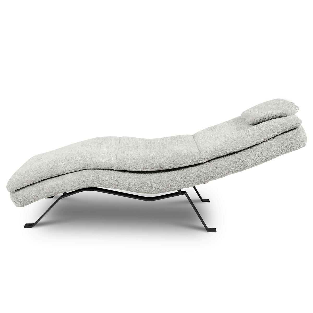 RELAXLIEGE Echtleder Hellgrau  - Hellgrau/Schwarz, Design, Leder/Metall (65/95/171cm) - Celina Home