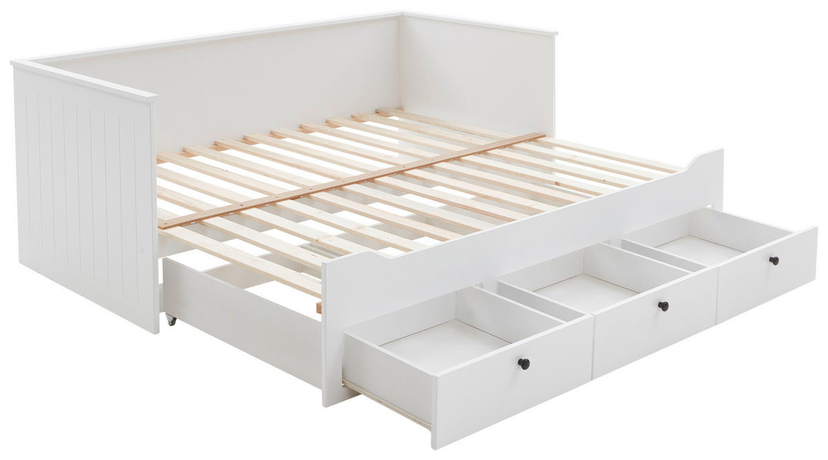 AUSZIEHBETT 90-180/200 cm  in Weiß  - Weiß, KONVENTIONELL, Holz/Holzwerkstoff (90-180/200cm) - Boxxx