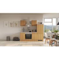 KÜCHENBLOCK 220 cm   in Buchefarben  - Edelstahlfarben/Beige, MODERN, Holzwerkstoff/Kunststoff (220cm) - FlexWell