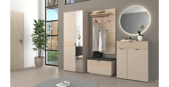 GARDEROBE 6-teilig in 264/202/38 cm - Kaschmir/Eichefarben, Design, Holzwerkstoff/Textil (264/202/38cm) - Xora