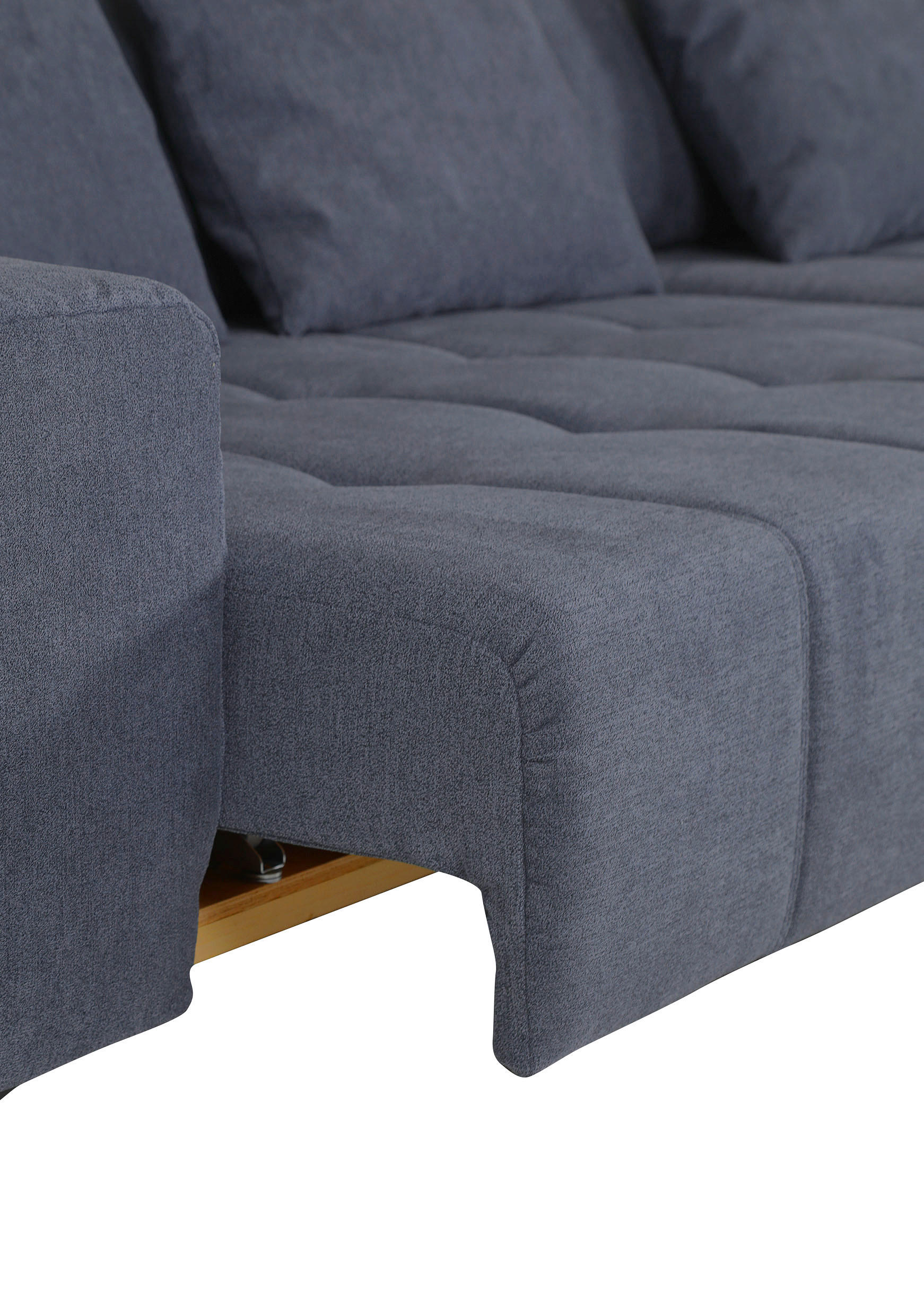ECKSOFA Dunkelgrau Flachgewebe  - Dunkelgrau/Schwarz, KONVENTIONELL, Textil/Metall (300/205cm) - Carryhome