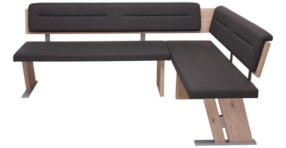 ECKBANK 155/205 cm in Eichefarben, Edelstahlfarben, Dunkelgrau - Edelstahlfarben/Eichefarben, KONVENTIONELL, Holzwerkstoff/Textil (155/205cm) - Cantus