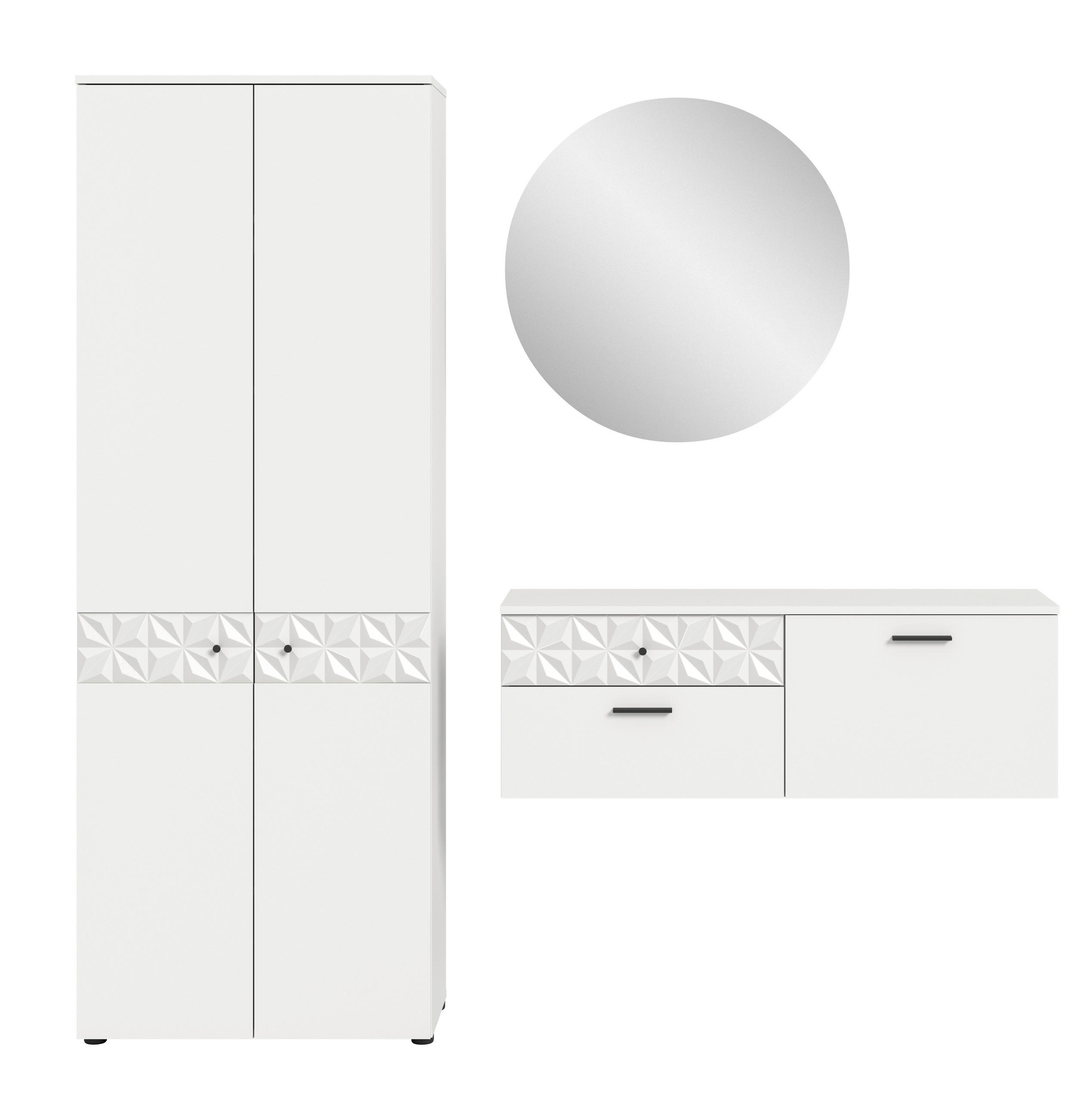 HALLMÖBEL 3 delar  i 195/192/34 cm  - vit, Design, trämaterial/glas (195/192/34cm) - MID.YOU