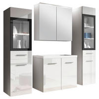 BADEZIMMER 5-teilig  in 120 cm  - Weiß Hochglanz/Weiß, Basics, Glas/Holzwerkstoff (120cm) - P & B