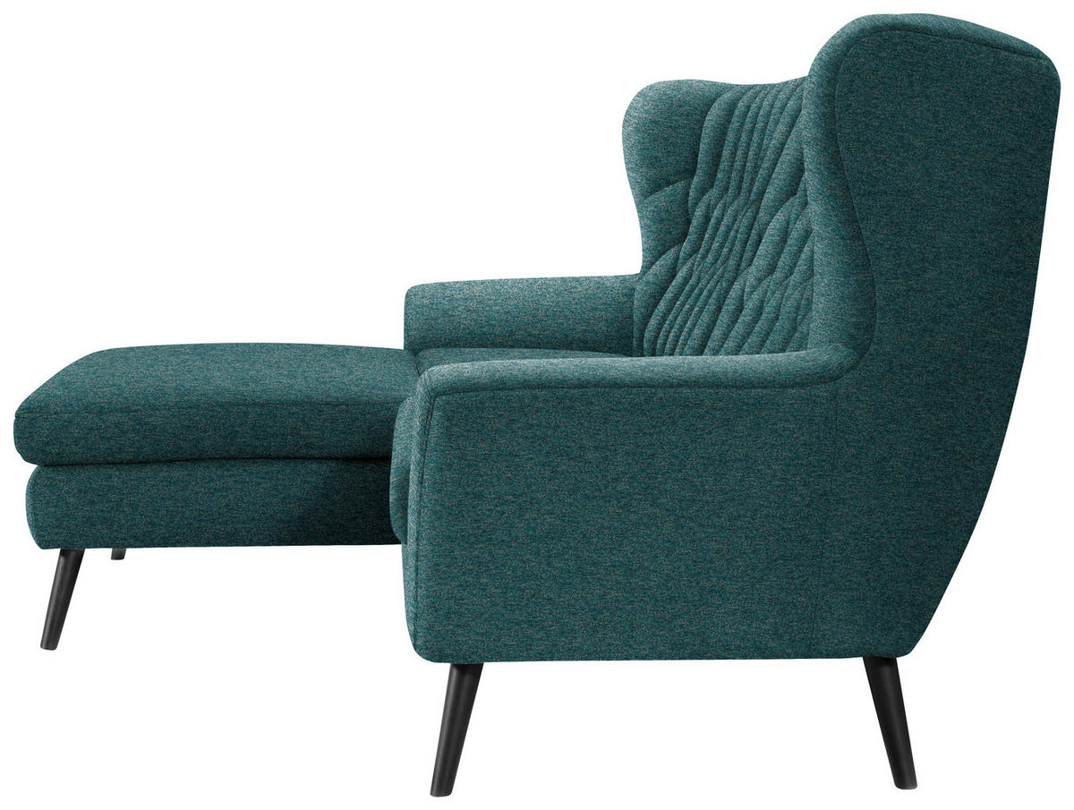 ECKSOFA  in Flachgewebe Petrol  165/237 cm  - Petrol/Schwarz, Design, Holz/Textil (165/237cm) - Stylife