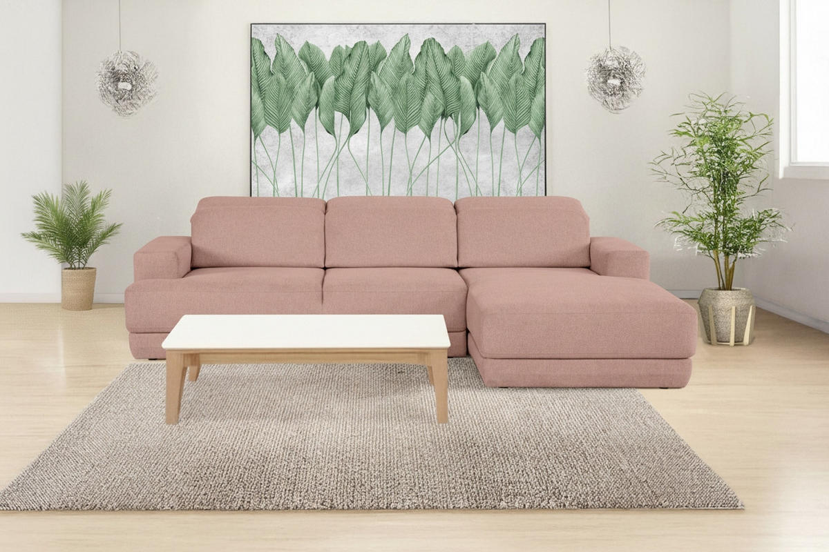 ECKSOFA  in Webstoff Rosa  204/293 cm  - Schwarz/Rosa, Design, Kunststoff/Textil (204/293cm) - MID.YOU