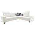 ECKSOFA  in Echtleder Weiß  242/292 cm  - Alufarben/Weiß, Design, Leder/Metall (242/292cm) - Cantus