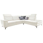 ECKSOFA  in Echtleder Weiß  242/292 cm  - Alufarben/Weiß, Design, Leder/Metall (242/292cm) - Cantus