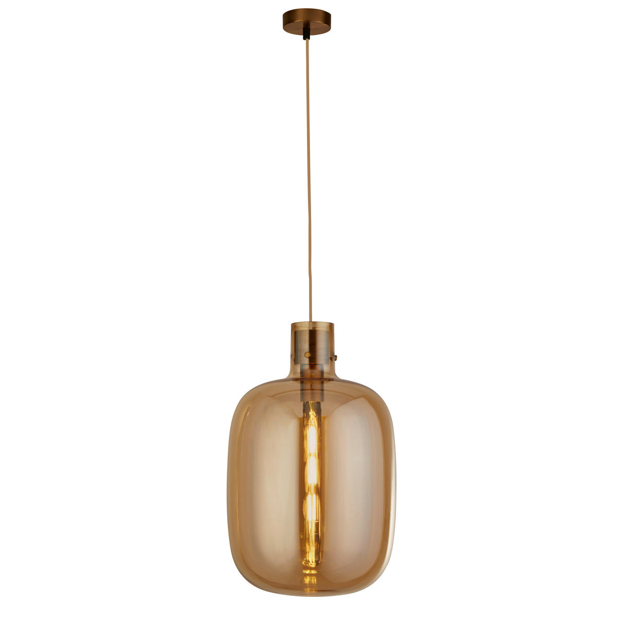 VISEČA SVETILKA  Barrel      30/127 cm      E27 - barve jantarja, Design, kovina/steklo (30/127cm)