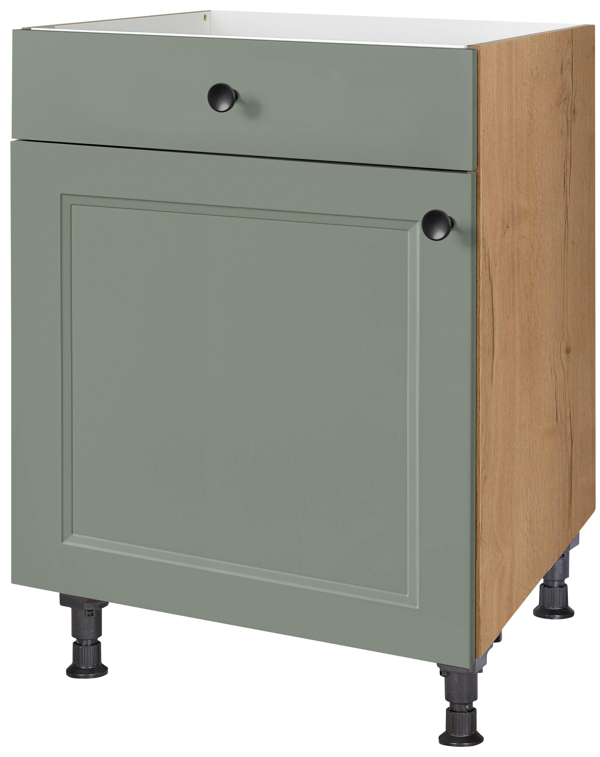 KOCHFELDUMBAUSCHRANK 60/87/56 cm  in Grün, Eichefarben  - Eichefarben/Schwarz, MODERN, Holzwerkstoff/Metall (60/87/56cm) - Nobilia