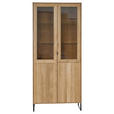 VITRINE  in furniert Eiche Eichefarben  - Eichefarben/Schwarz, Natur, Glas/Holz (92/208,8/40cm) - Carryhome