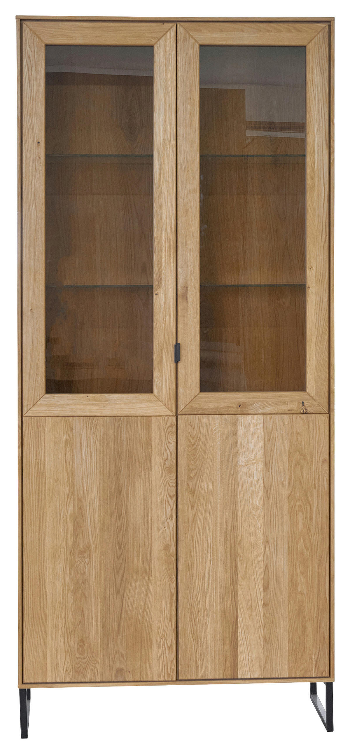 VITRINE  in furniert Eiche Eichefarben  - Eichefarben/Schwarz, Natur, Glas/Holz (92/208,8/40cm) - Carryhome