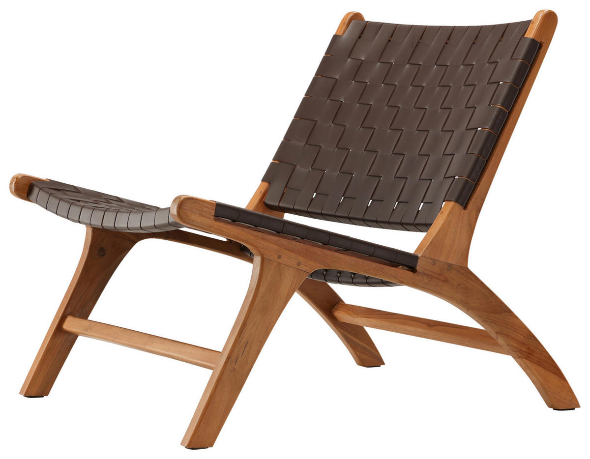 SESSEL in Lederlook (vegan) Braun  - Braun, Design, Holz/Textil (65/69/77cm) - Livetastic