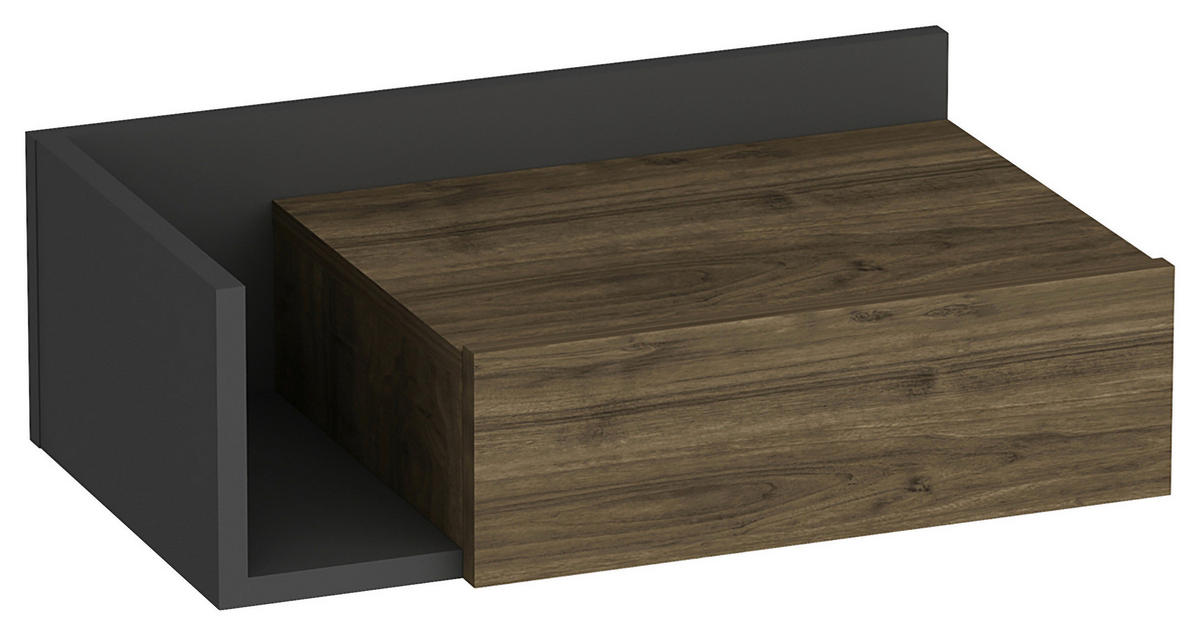 NACHTTISCH 60/21,4/35 cm  Anthrazit, Walnussfarben  - Anthrazit/Walnussfarben, Design, Holzwerkstoff (60/21,4/35cm) - MID.YOU